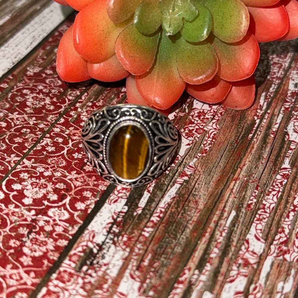 Silver Tiger Eye Silver Ring - image 3